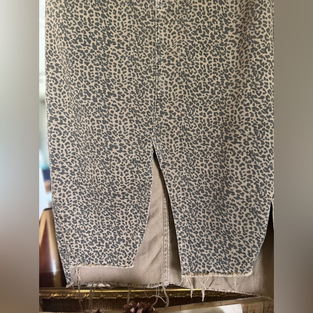 ZARA DENIM Leopard Print Midi Skirt - Picture 5 of 6